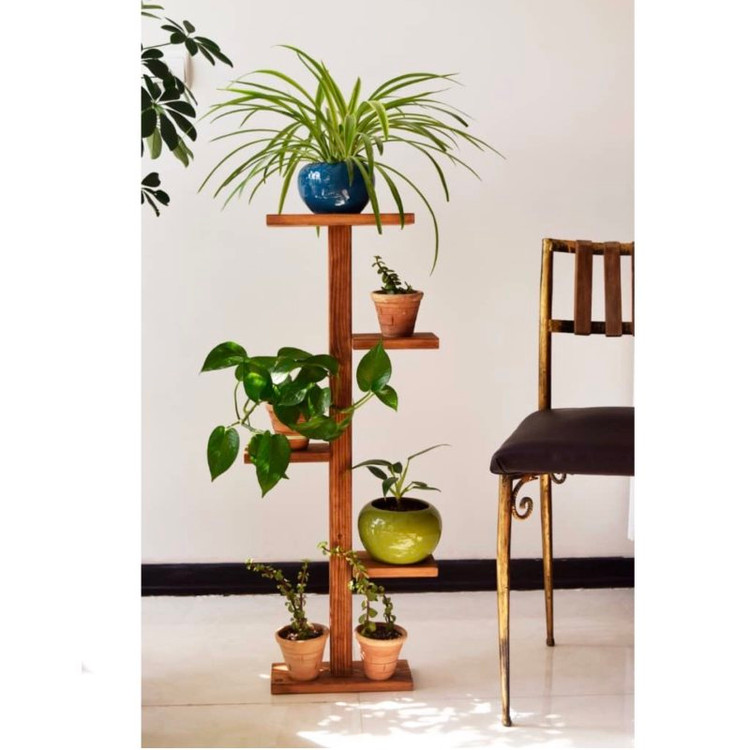 استند گلدان چوبی روستیک دکور مدل W1513