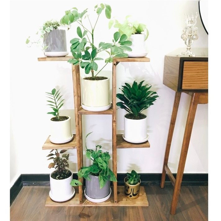 استند گلدان چوبی روستیک دکور مدل P900