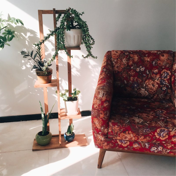 استند گلدان چوبی روستیک دکور مدل i3