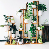 استند گلدان چوبی روستیک دکور مدل دیوار مجموعه 3 عددی