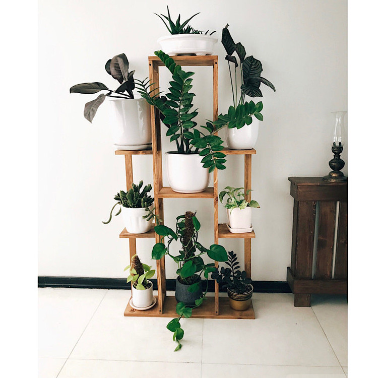 استند گلدان چوبی روستیک دکور مدل I1