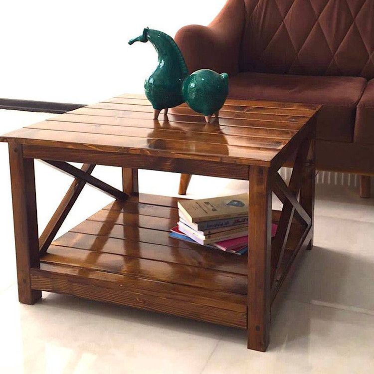 میز جلو مبلی چوبی روستیک دکور مدل K2