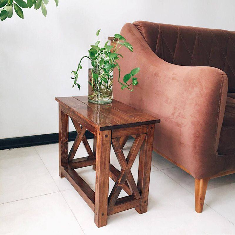 میز عسلی چوبی روستیک دکور مدل k1