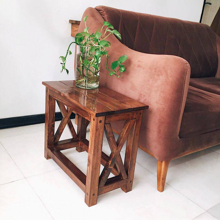 میز عسلی چوبی روستیک دکور مدل k1