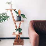 استند گلدان چوبی روستیک دکور مدل I6