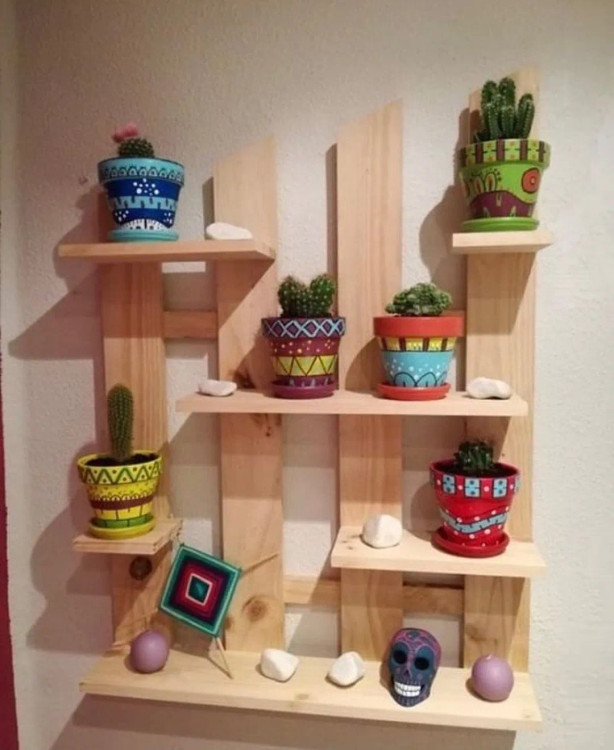 شلف دیواری روستیک دکور طرح نرده ای