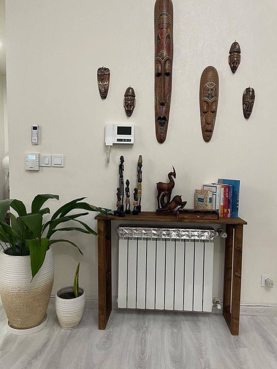 عکس ارسالی مشتری از کاور شوفاژ چوبی با دکور روستیک