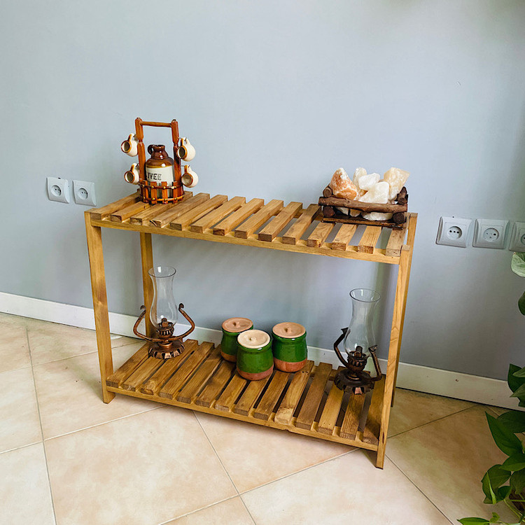 استند گلدان چوبی روستیک دکور مدل MJ800