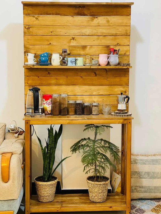 کنسول کافی بار خانگی چوبی روستیک دکور مدل vb54100