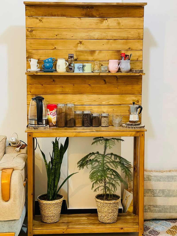 کنسول کافی بار خانگی چوبی روستیک دکور مدل vb54100