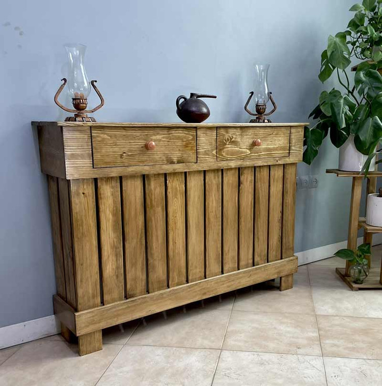 کاور شوفاژ چوب رنگ قهوه ای روشن از نمای جلو