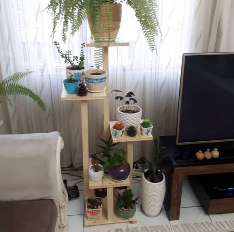 خرید استند گلدان چوبی