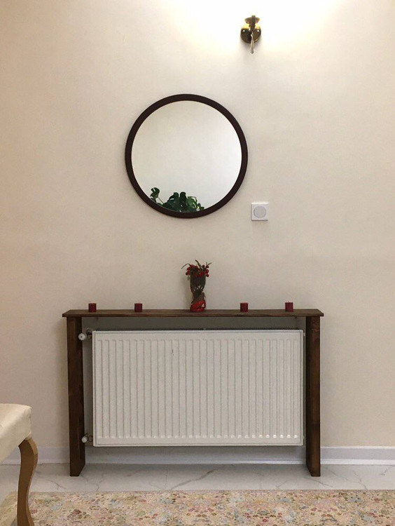 عکس ارسالی مشتری از کاور شوفاژ چوبی با اینه گرد