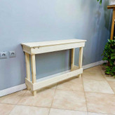 کاور شوفاژ چوبی رنگ کرم از نمای بغل