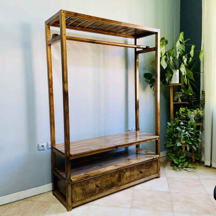 رگال لباس چوبی روستیک دکور مدل دو طبقه