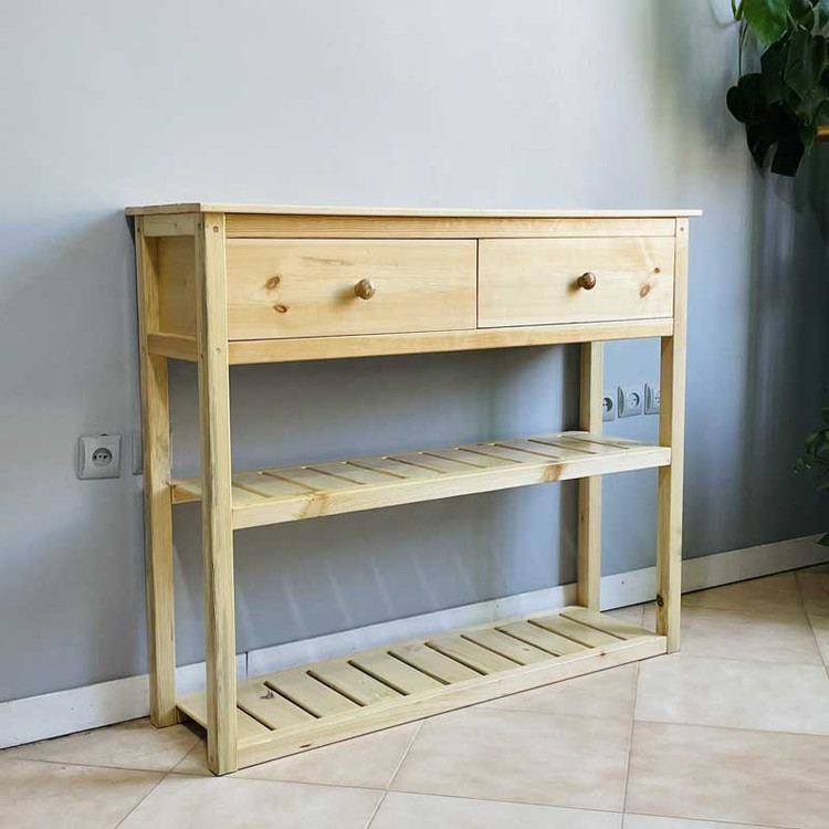 کنسول چوبی روستیک دکور مدل دو کشو