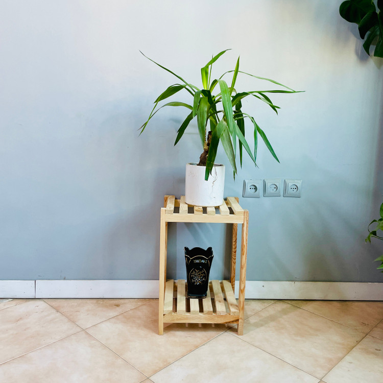 استند گلدان چوبی روستیک دکور مدل v901