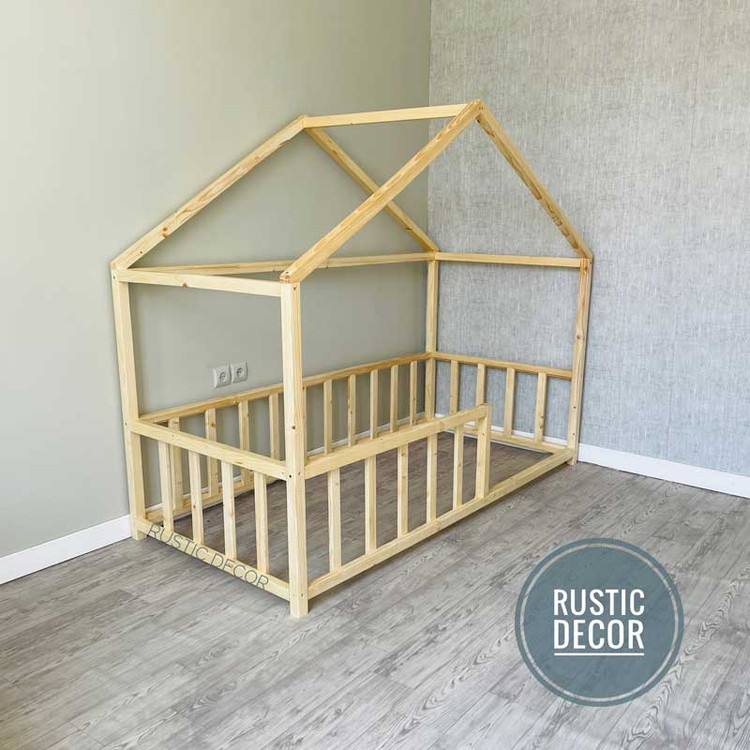 تخت خواب نوزاد مونته سوری چوبی روستیک دکور مدل هوم
