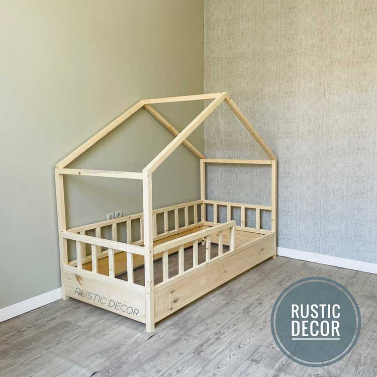 تخت خواب نوجوان مونته سوری چوبی روستیک دکور مدل هوم 2