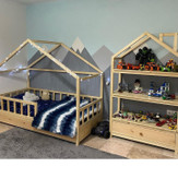 عکس ارسالی مشتری از تخت نوجوان کلبه ای کنار رگال دراور کلبه ای