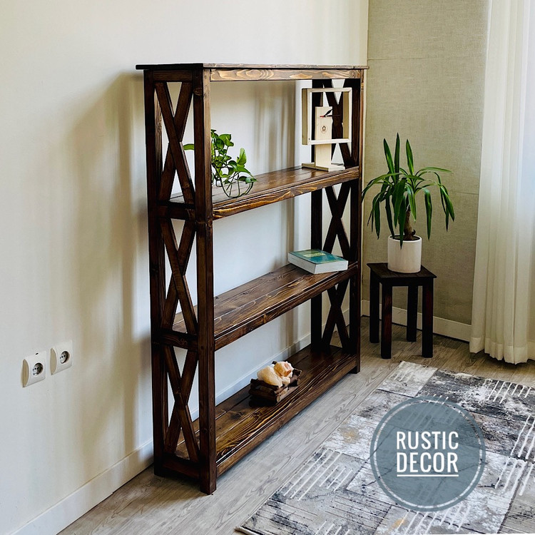 کتابخانه چوبی روستیک دکور مدل Bo900