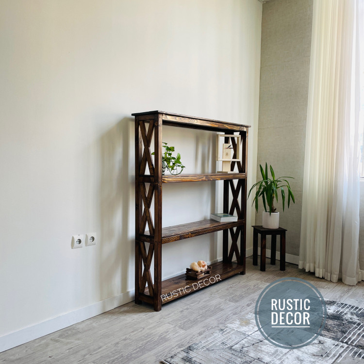 کتابخانه چوبی روستیک دکور مدل Bo900