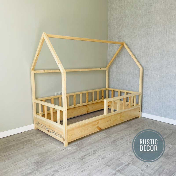 تخت خواب نوجوان مونته سوری چوبی روستیک دکور مدل خانه 2