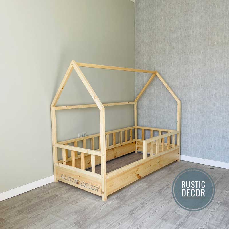 تخت خواب نوزاد مونته سوری چوبی روستیک دکور مدل خانه 2