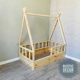 تخت خواب کودک و نوزاد طرح سرخپوستی رنگ کرم