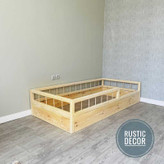 تخت خواب نوزاد مونته سوری چوبی روستیک دکور مدل نرده ای