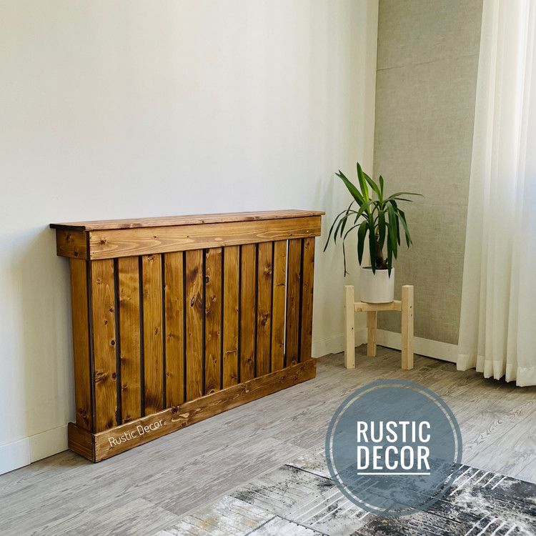 شوفاژ چوبی رنگ قهوه ای از نمای بفل