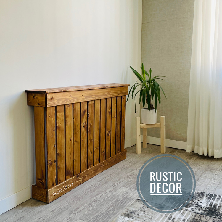 کاور شوفاژ چوبی از نمای کنار رنگ قهوه ای