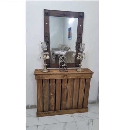 عکس ارسالی مشتری از کاور شوفاژ چوبی با اینه مستطیل
