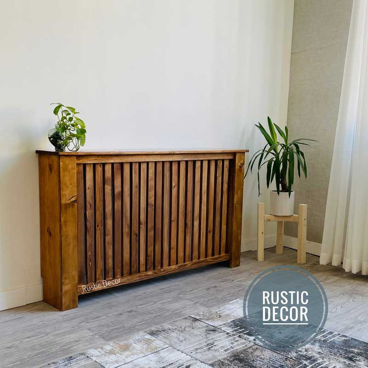 کاور شوفاژ چوبی رنگ قهوه ای از نمای بغل