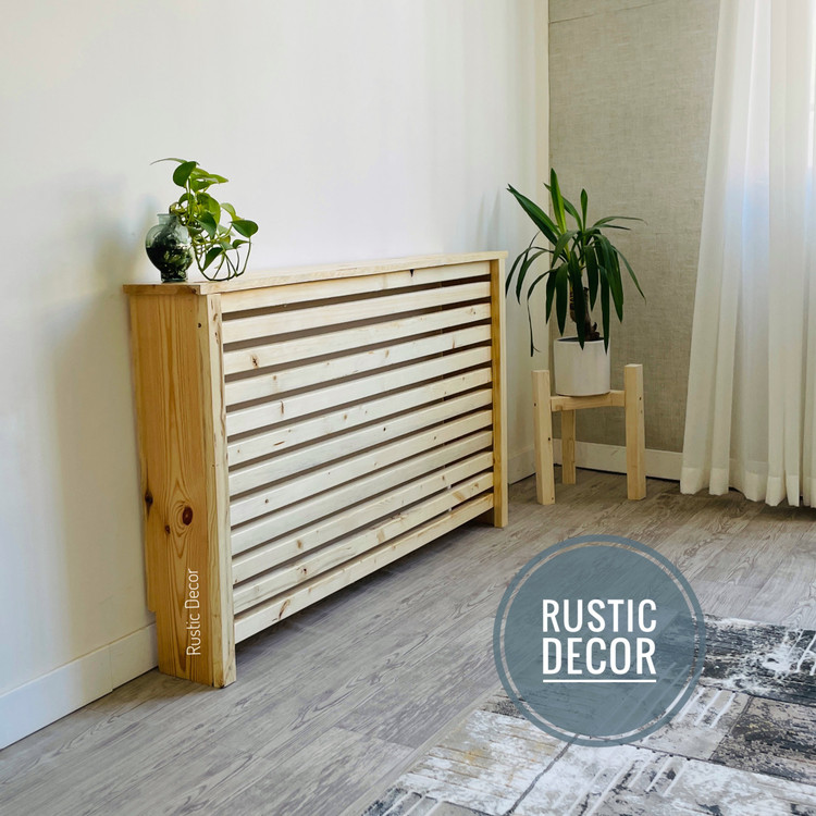 کاور شوفاژ چوبی کرم رنگ نمای بغل