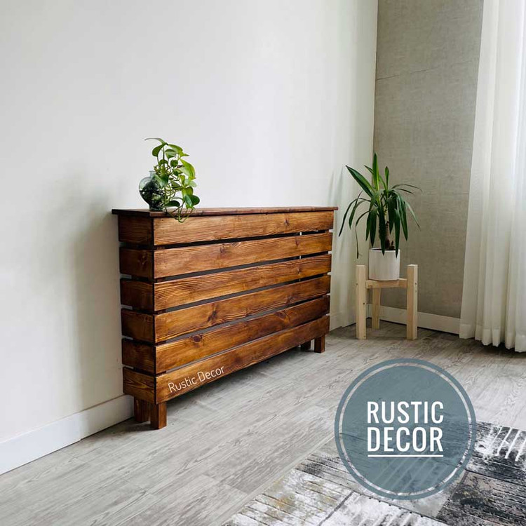 کاور شوفاژ چوبی با نرده های افقی