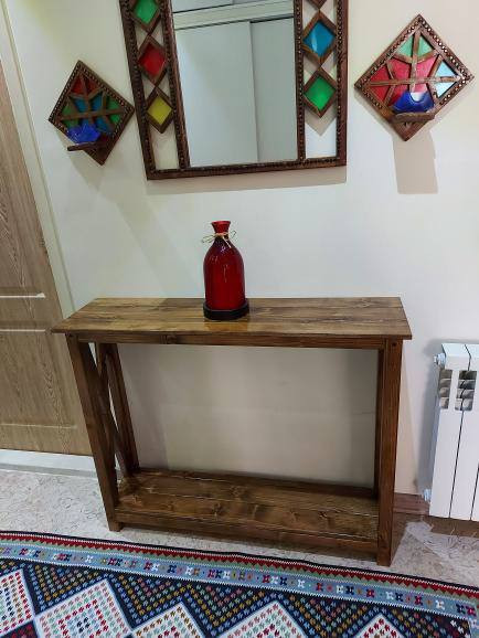 عکس ارسالی مشتری از کنسول چوبی با دکور اینه با گره چینی