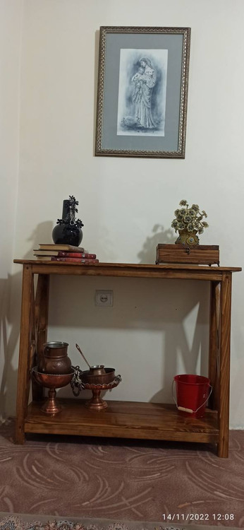 عکس ارسالی مشتری از کنسول چوبی با تابلو دیواری