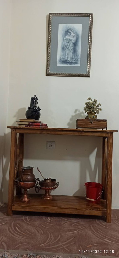 عکس ارسالی مشتری از کنسول چوبی با تابلو دیواری