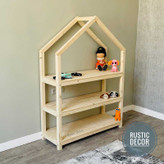 ویترین اسباب بازی اتاق کودک چوبی روستیک دکور مدل کلبه