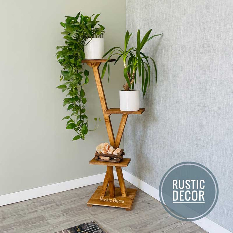 استند گلدان چوبی