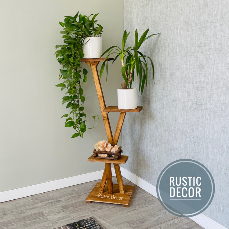 خرید استند گلدان چوبی