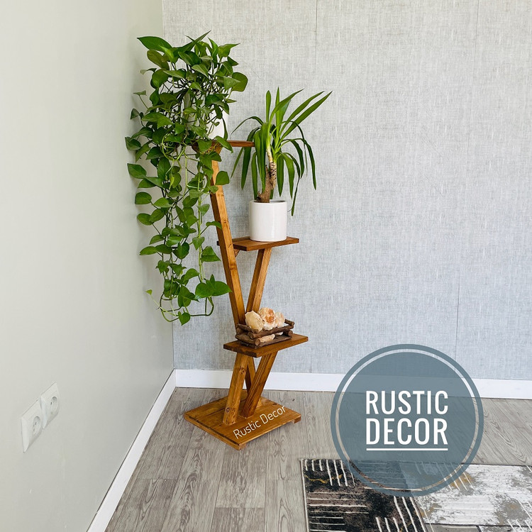 خرید استند گلدان چوبی