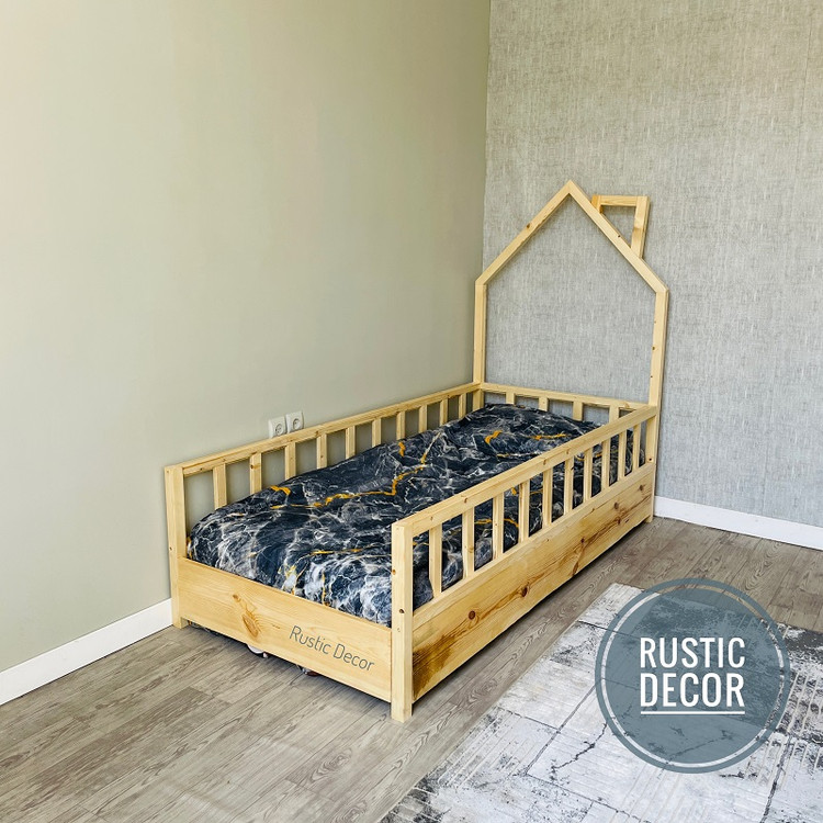 تخت خواب نوجوان مونته سوری چوبی روستیک دکور مدل QZ100