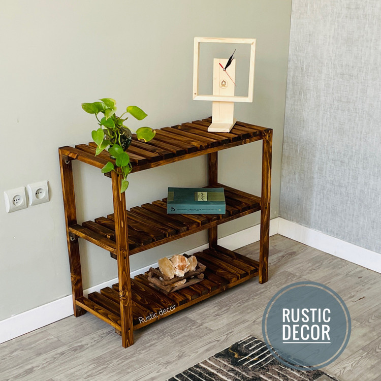 استند گلدان چوبی روستیک دکور مدل TG20