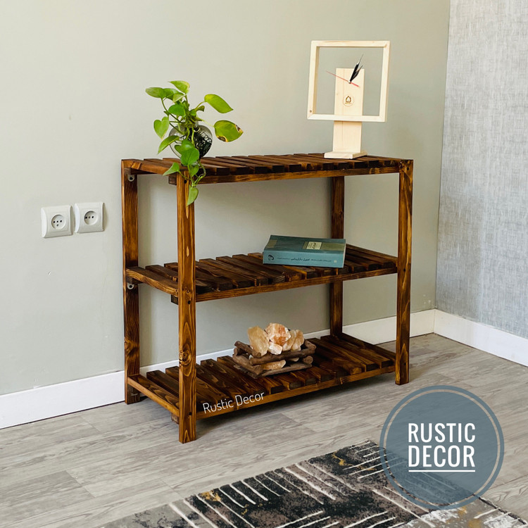 استند گلدان چوبی