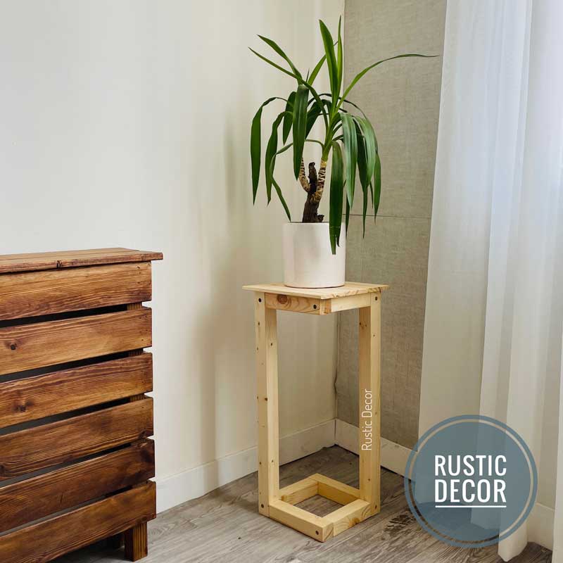 پایه گلدان چوبی روستیک دکور مدل دوپایه