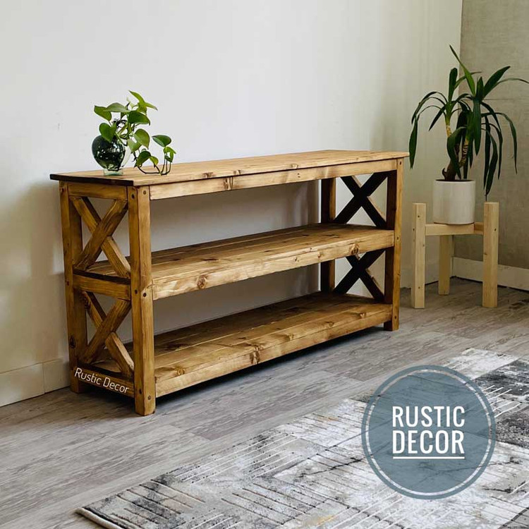 میز تلویزیون چوبی روستیک دکور طرح روستیک وود