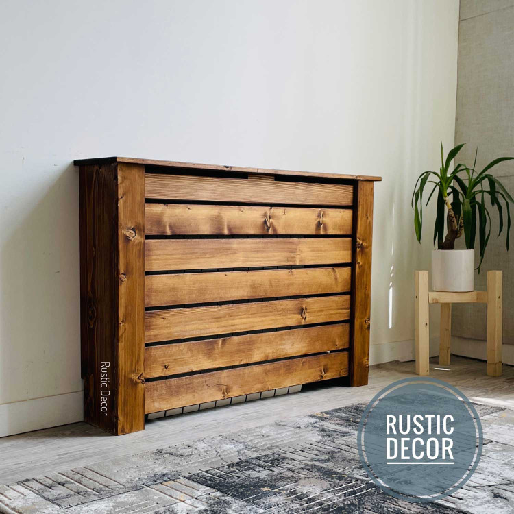 کاور شوفاژ چوبی از نمای پایی رنگ قهوه ای