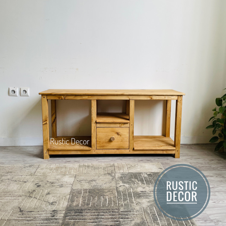 میز تلویزیون چوبی از نمای جلو